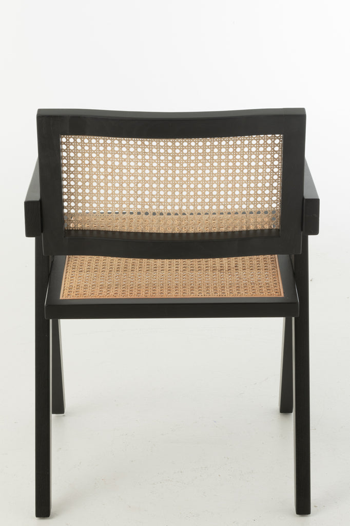 Chair Grid Ash Wood/Rattan Black