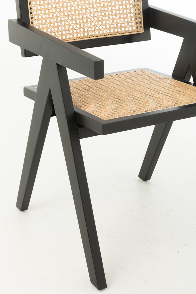 Chair Grid Ash Wood/Rattan Black