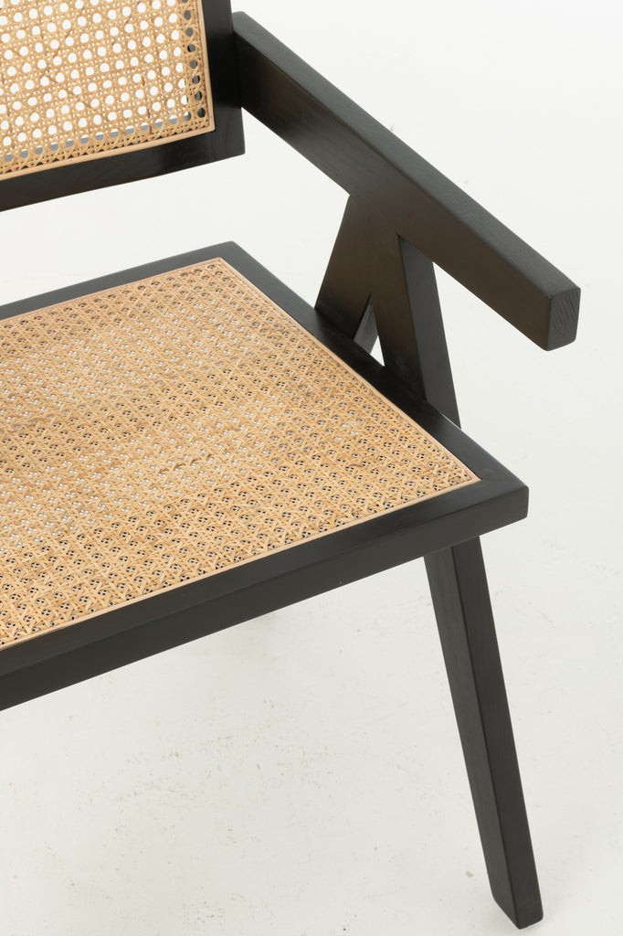 Chair Grid Ash Wood/Rattan Black