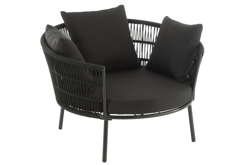 Chair Joa Steel/Rattan Black