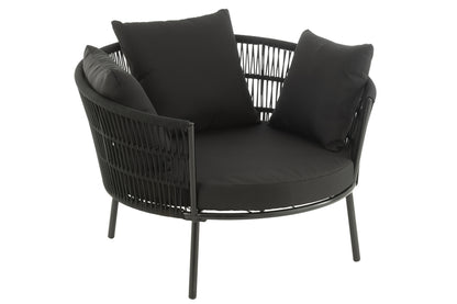 Chair Joa Steel/Rattan Black