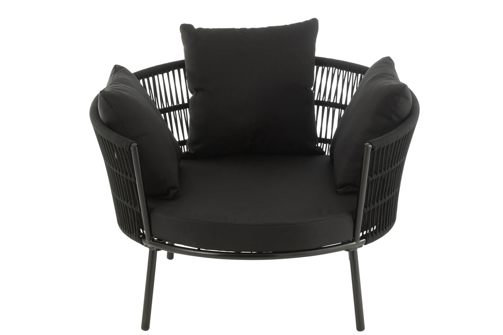 Chair Joa Steel/Rattan Black