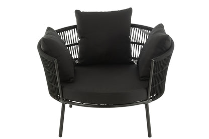Chair Joa Steel/Rattan Black