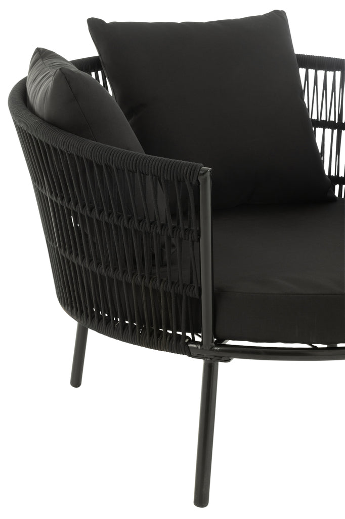 Chair Joa Steel/Rattan Black