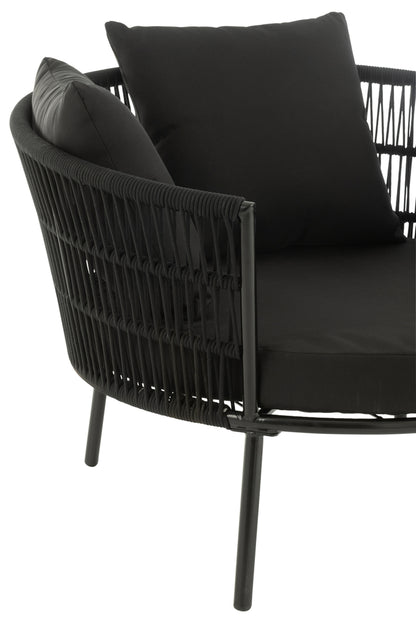 Chair Joa Steel/Rattan Black