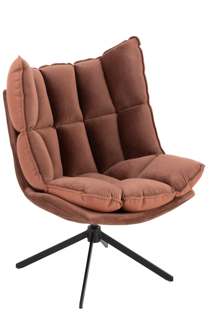 Stoel Relax Kussen Op Frame Textiel/Metaal Roestbruin