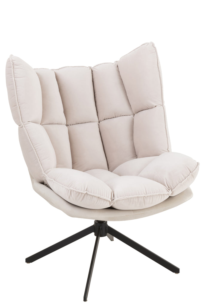 Stoel Relax Kussen Op Frame Textiel/Metaal Beige