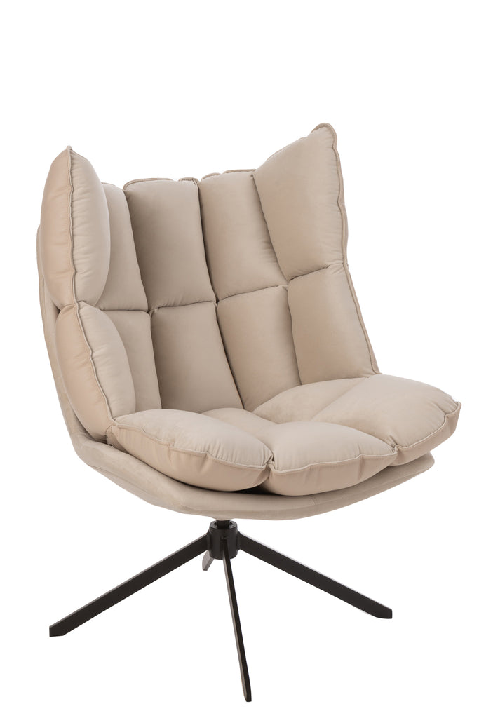 Stoel Relax Kussen Op Frame Textiel/Metaal Beige
