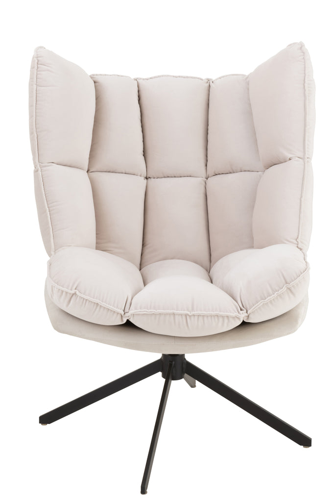 Stoel Relax Kussen Op Frame Textiel/Metaal Beige