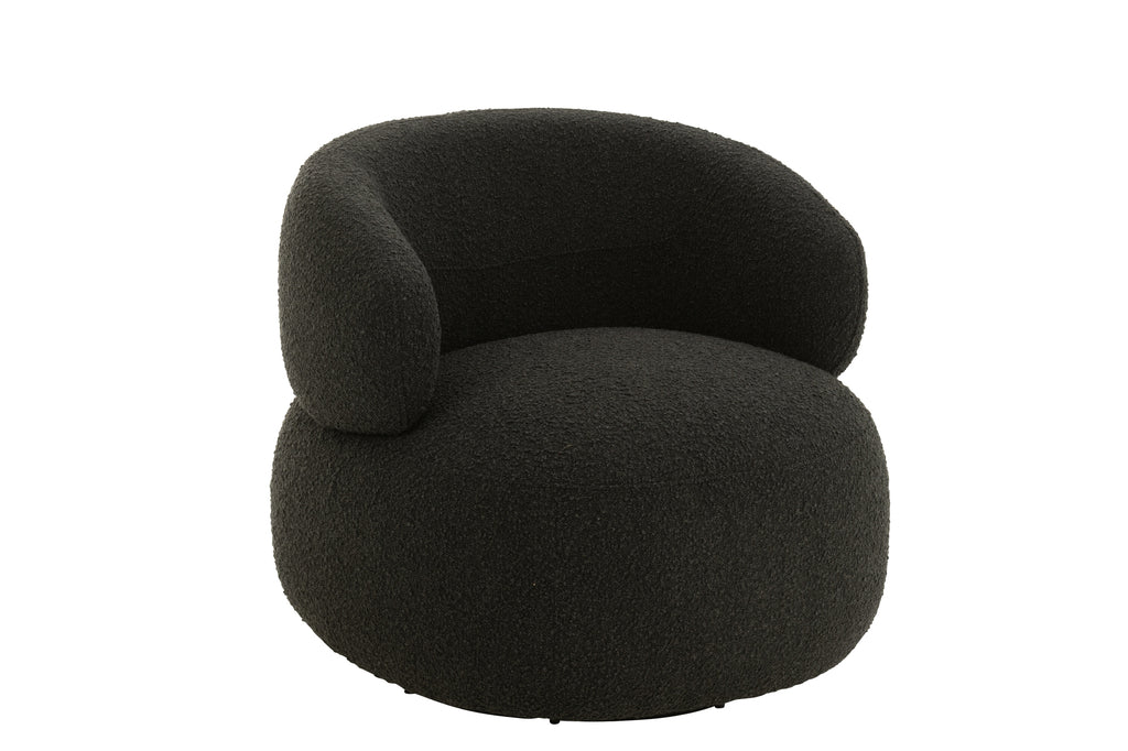 Chair Swivel Round Poplar Wood/Foam Black