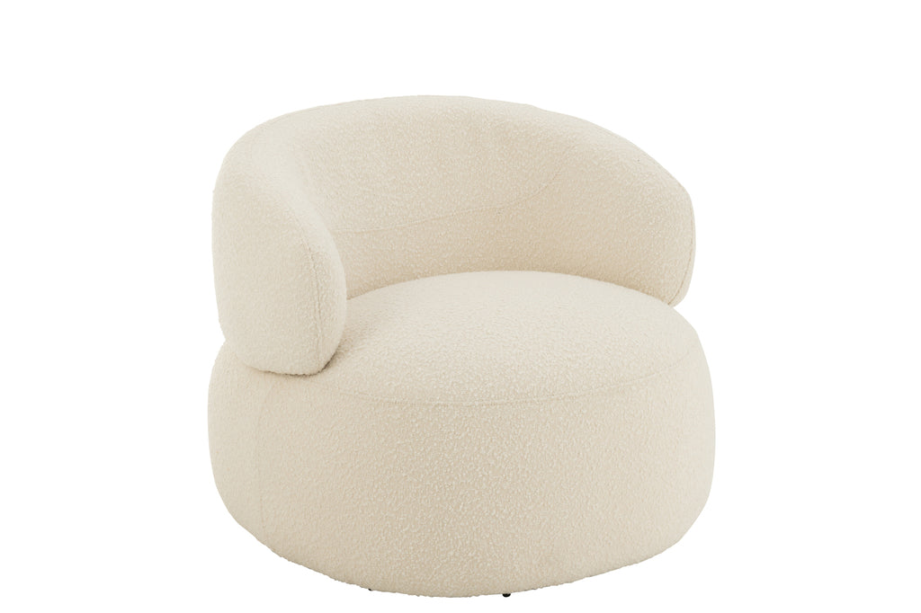 Chair Swivel Round Poplar Wood/Foam Cream