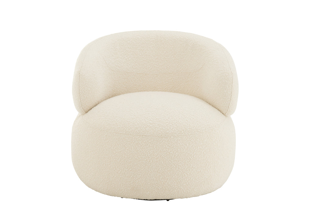 Chair Swivel Round Poplar Wood/Foam Cream