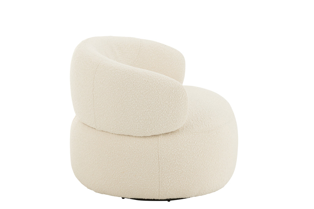 Chair Swivel Round Poplar Wood/Foam Cream