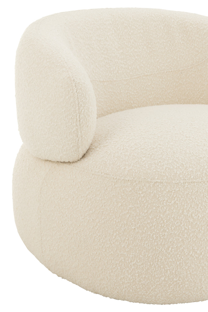 Chair Swivel Round Poplar Wood/Foam Cream
