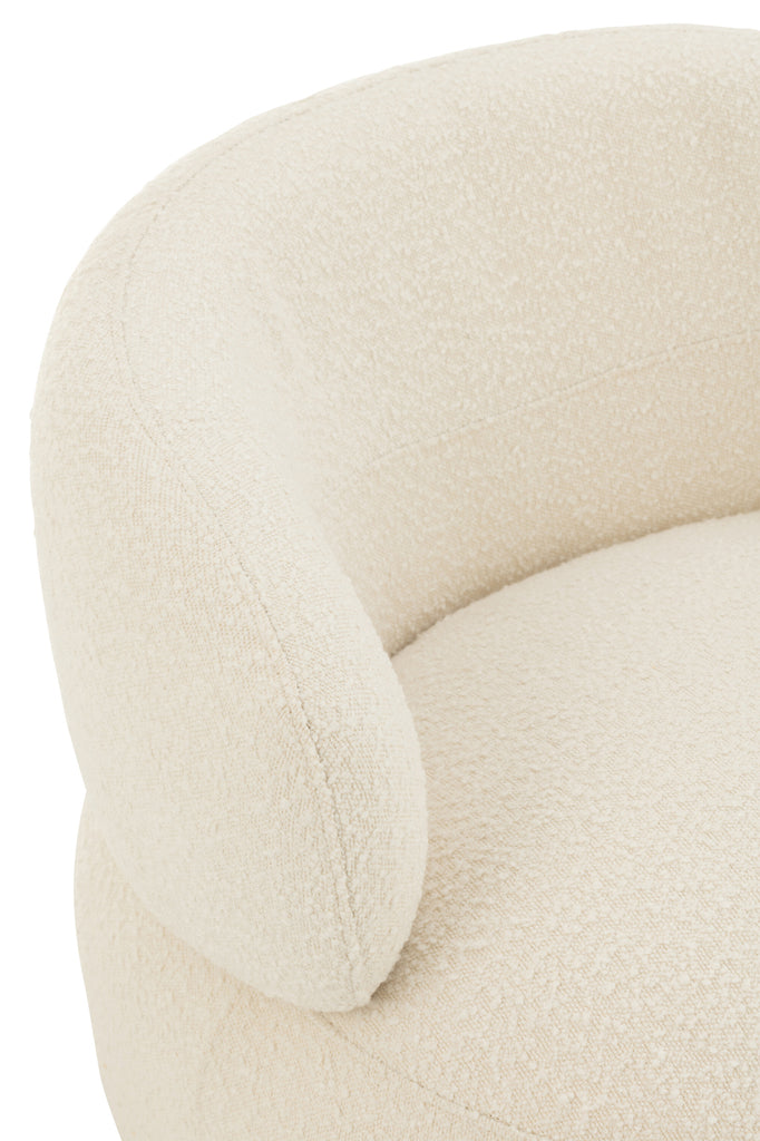 Chair Swivel Round Poplar Wood/Foam Cream