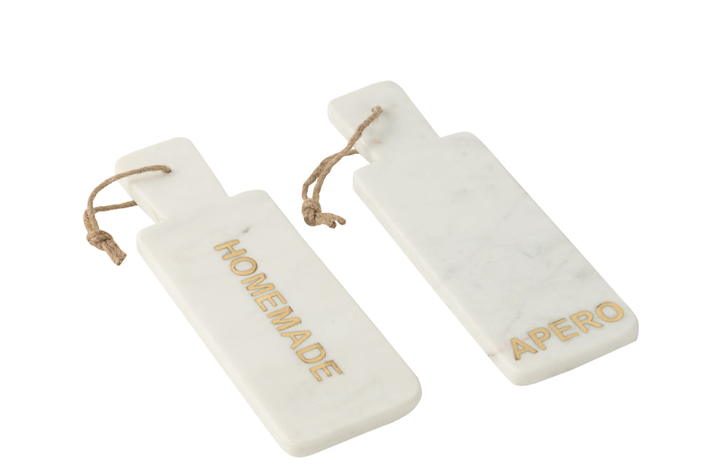 Cheese Board Rectangle Apero/Homemade Marble White, set of 2