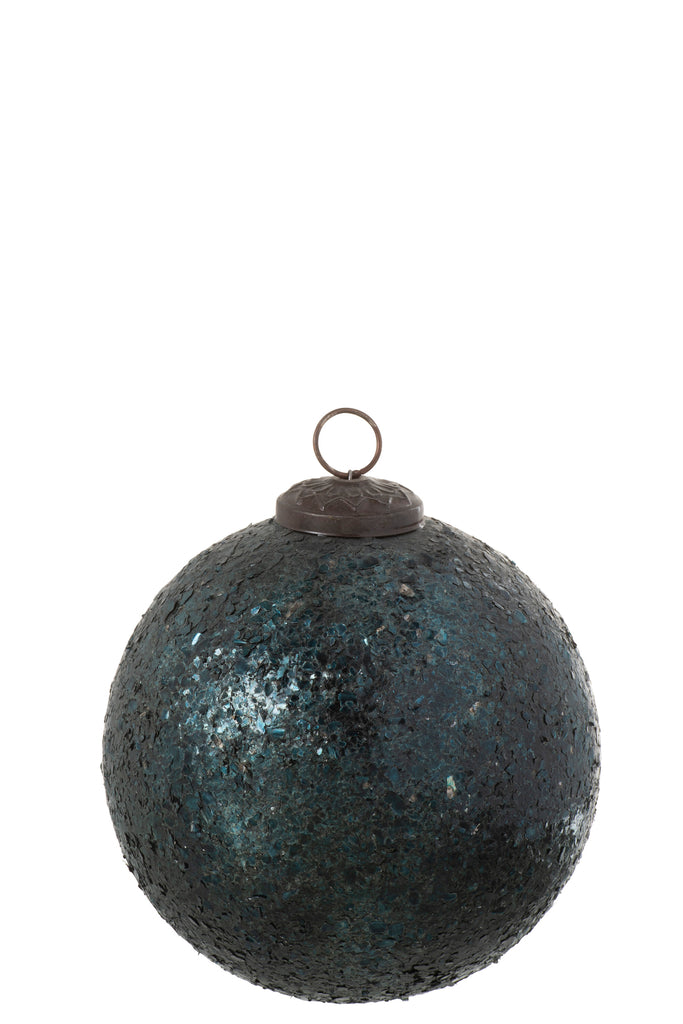 J-Line Kerstbal Glitter Glas Groen Groot