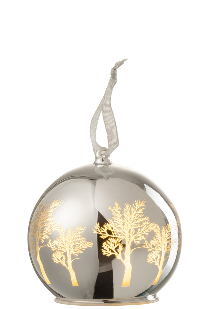 J-Line Christmas Bauble Led Tree Glass Silver