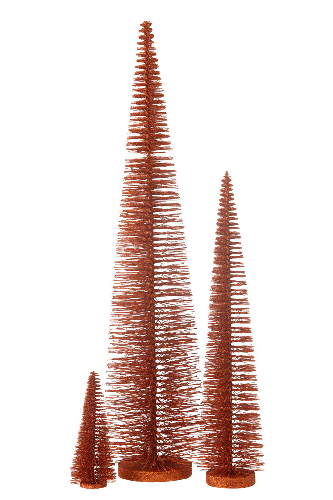 J-Line Christmas Tree Deco Glitters Plastic Copper Large