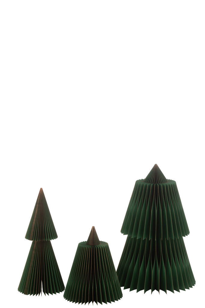 J-Line Kerstboom vouwpapier donkergroen/koper medium