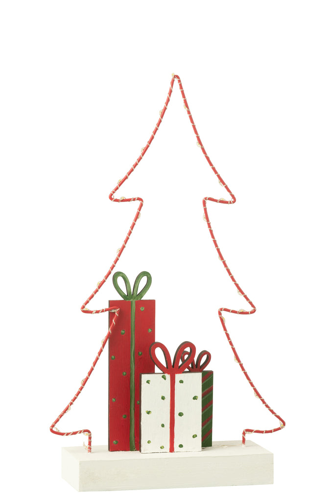 J-Line Kerstboom+Cadeaus Led Wit/Rood/Groen Groot