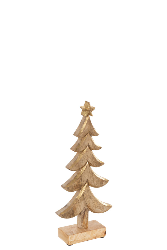 J-Line Christmas Tree Mango Wood Gold Small