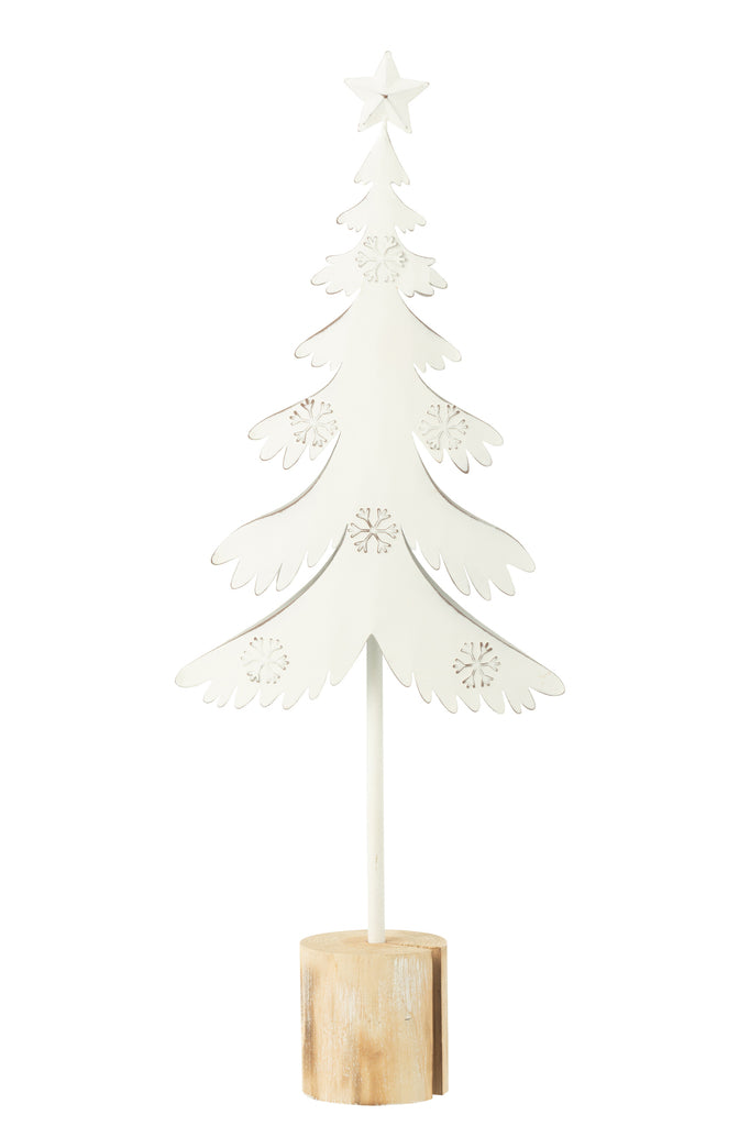 J-Line Christmas Tree On Foot+Star Metal/Wood White Large