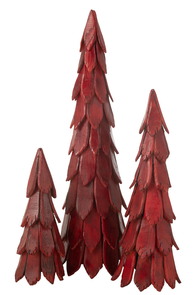 J-Line Christmas Tree Pieces Wood Red Large