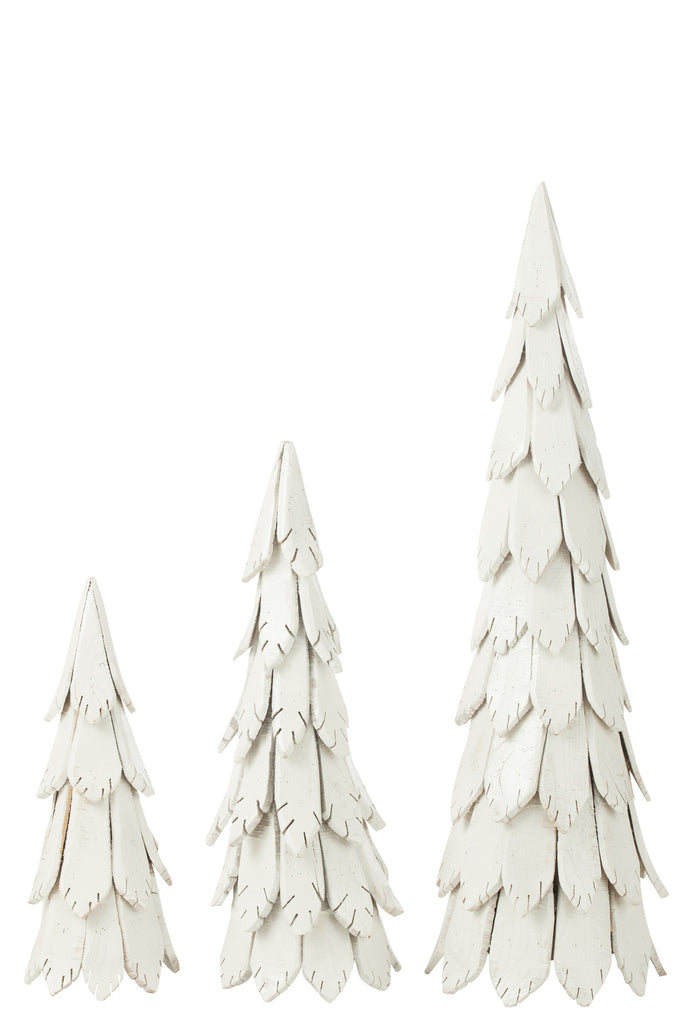 J-Line Christmas Tree Pieces Wood White Large