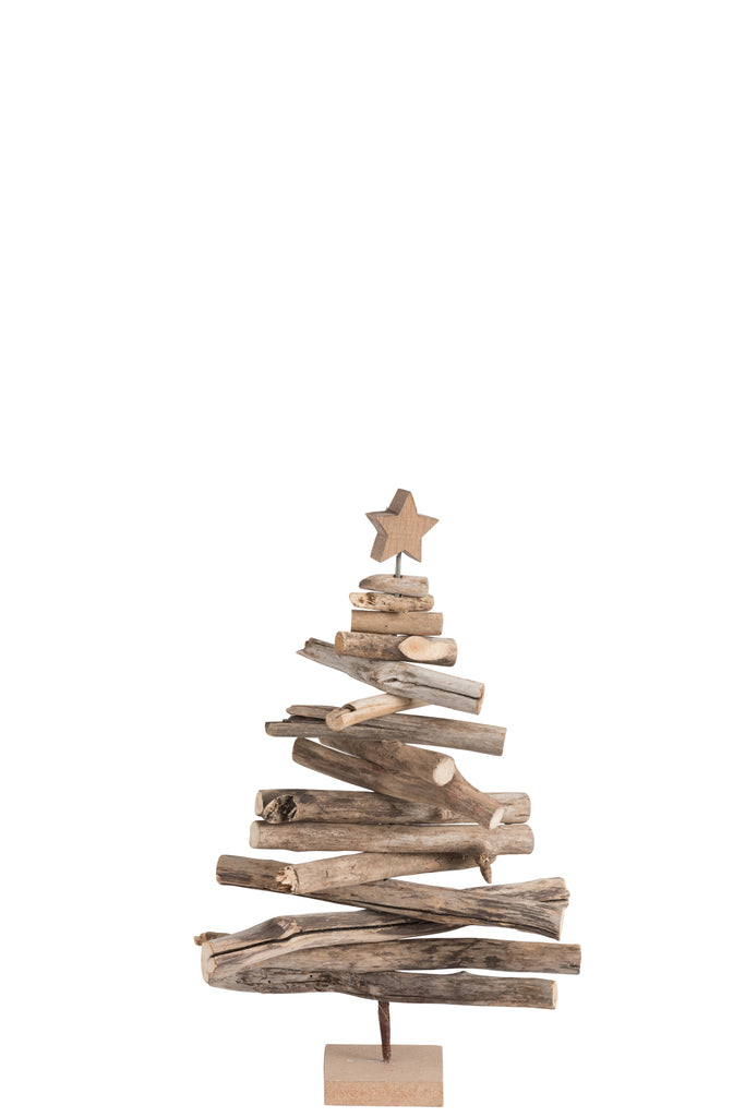 J-Line Christmas Tree Standing Branches Wood Natural Extra Small