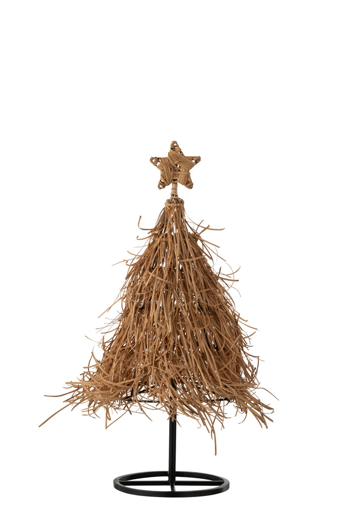 J-Line Christmas Tree Star Rattan Natural Small