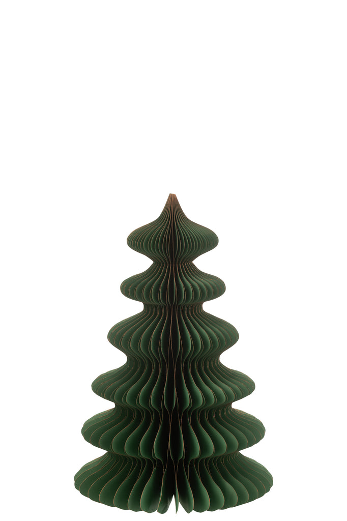 J-Line Kerstboom Golven Papier Donkergroen/Koper Medium