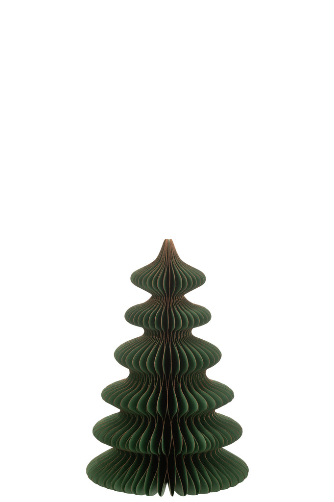 J-Line Kerstboom Golven Papier Donkergroen/Koper Klein