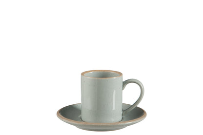 Koffiekopje + Ondertas Glanzend Keramiek Blauw Klein