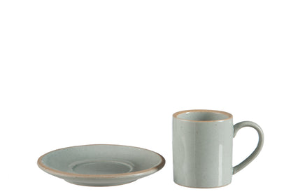 Koffiekopje + Ondertas Glanzend Keramiek Blauw Klein