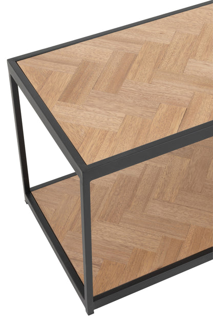 Salontafel Zigzag Rechthoek Hout/Metaal Natuurlijk/Zwart