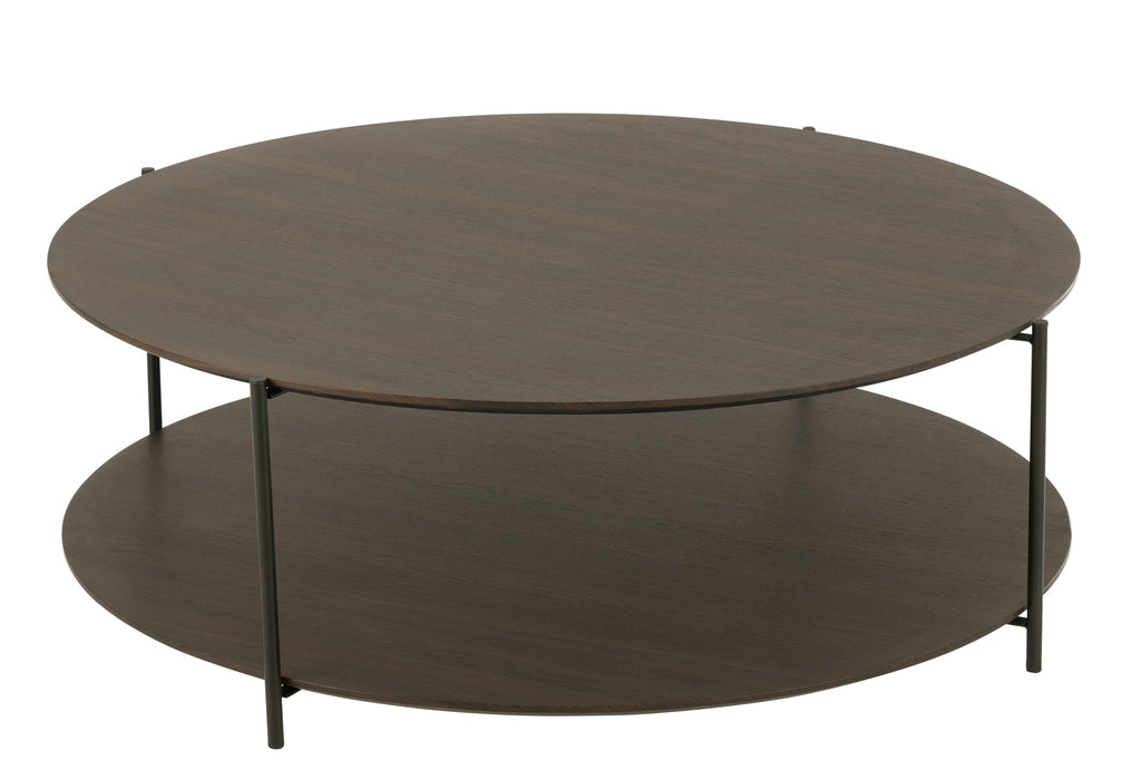 Salontafel rond MDF/metaal donkerbruin groot