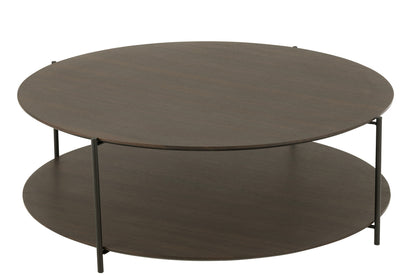 Salontafel rond MDF/metaal donkerbruin groot