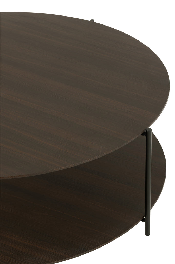 Salontafel rond MDF/metaal donkerbruin groot