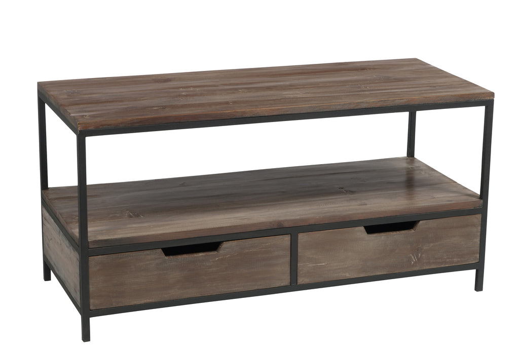 Salontafel Hout/Metaal Bruin+Zwart