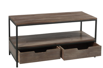 Salontafel Hout/Metaal Bruin+Zwart