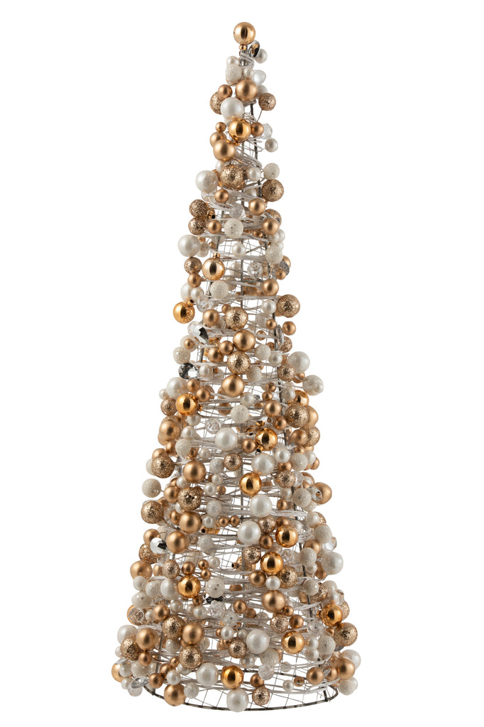 J-Line Cone Mini Christmas Baubles Ecru/Gold Large