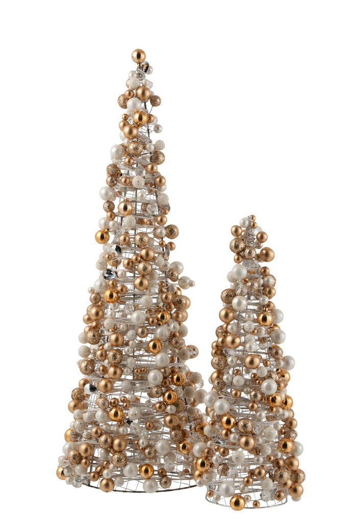 J-Line Cone Mini Christmas Baubles Ecru/Gold Large