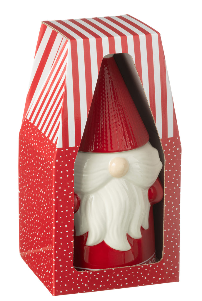 Koekjespot in cadeaubox keramiek rood