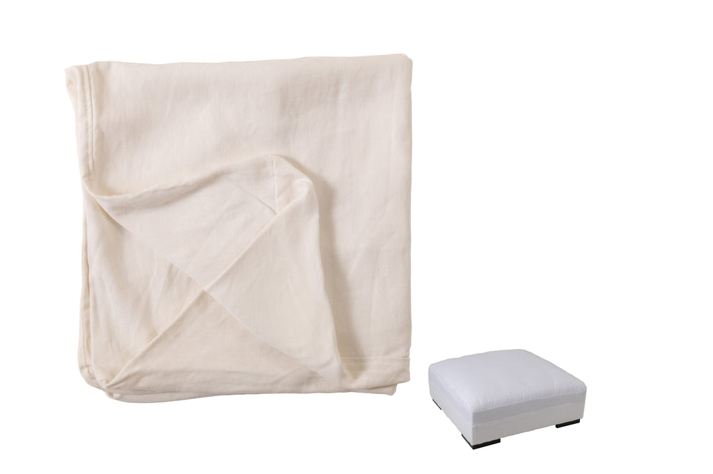 Hoes voor poef Monaco linnen Marshmallow wit