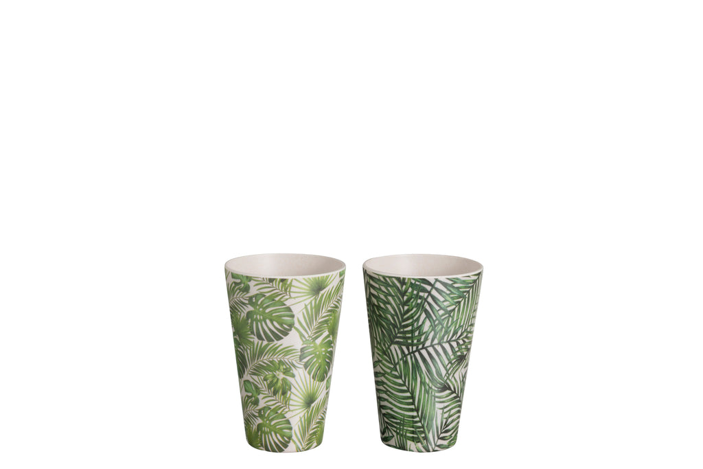 Beker Tropisch Bamboe Groen Assortiment Van 2