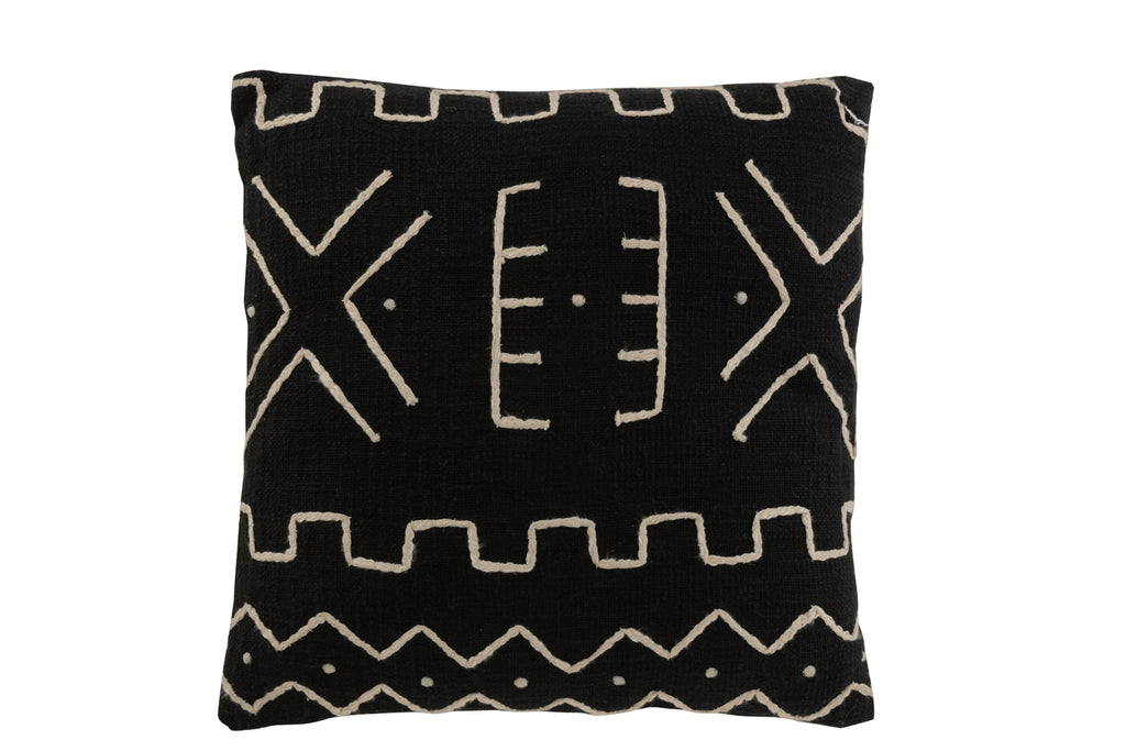 Cushion Graphic Drawing 2 Cotton Black