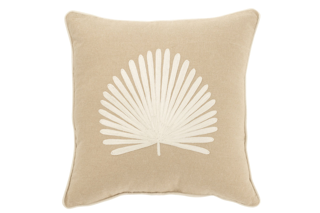 Cushion Leaf Cotton Greige/White