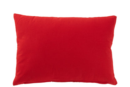 J-Line Kussen Rechthoek Kerstbomen Textuur Fluweel Rood/Wit