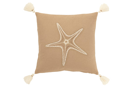 Cushion Sea Star+Tassels Cotton Beige/Cream